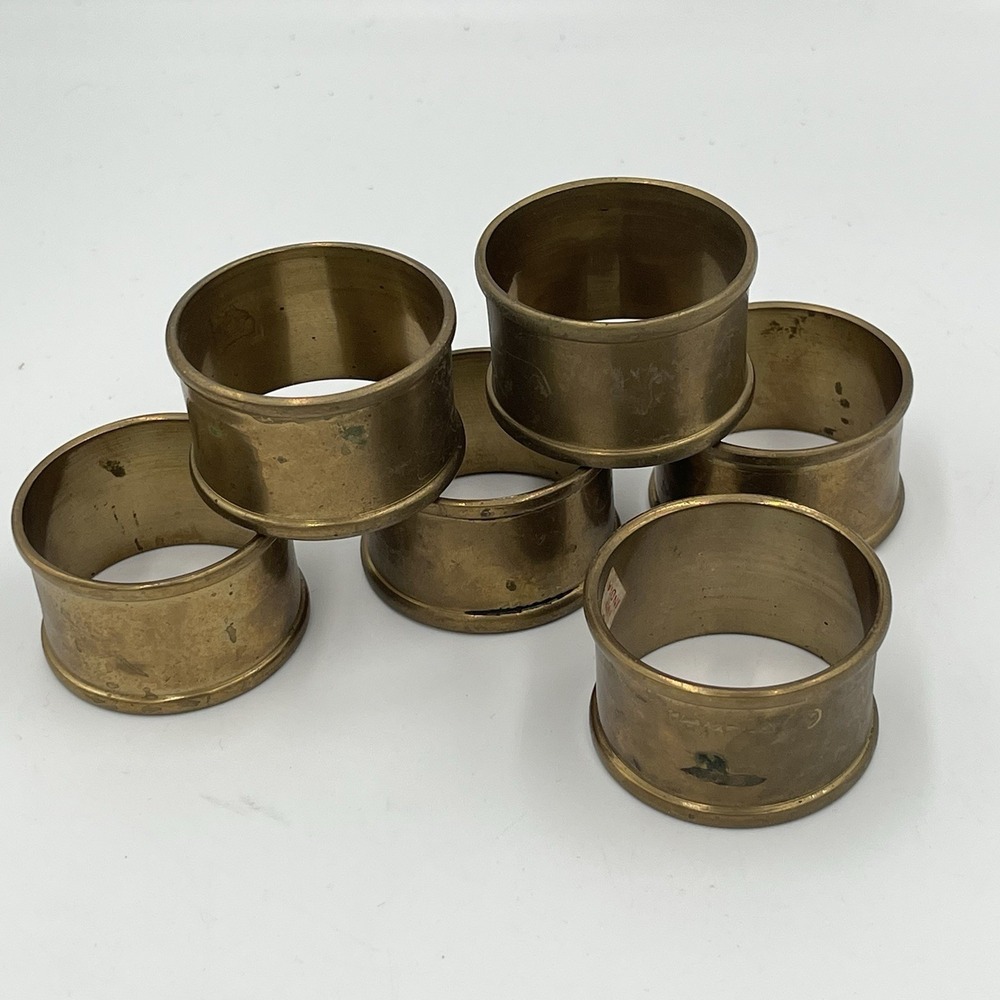 Brass Napkin Rings Vintage 6 Piece Decorative Accents Dining Made In India